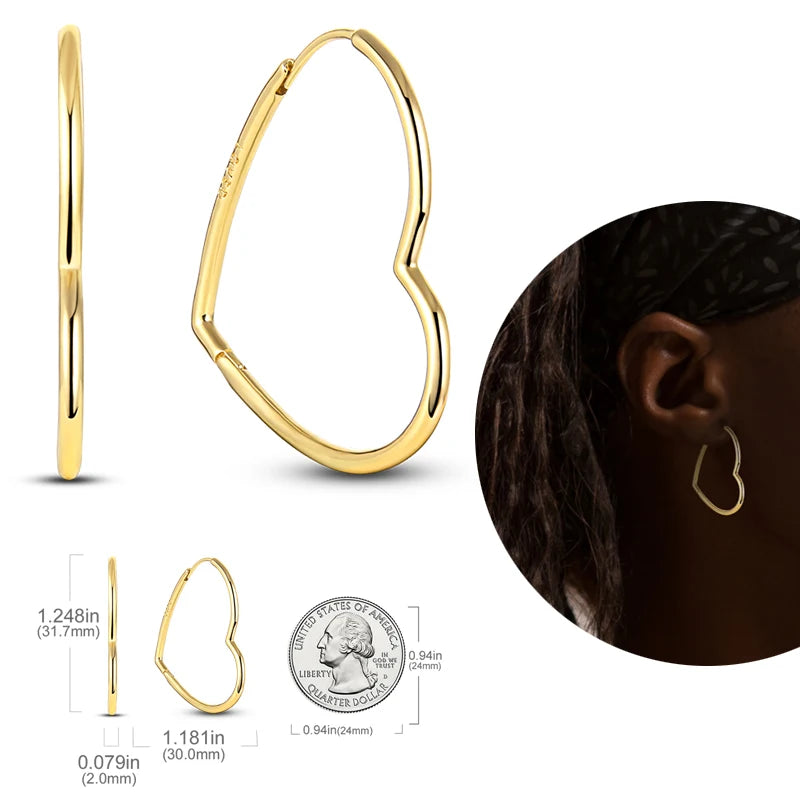 Yellow Gold 925 Silver Hoop Earrings