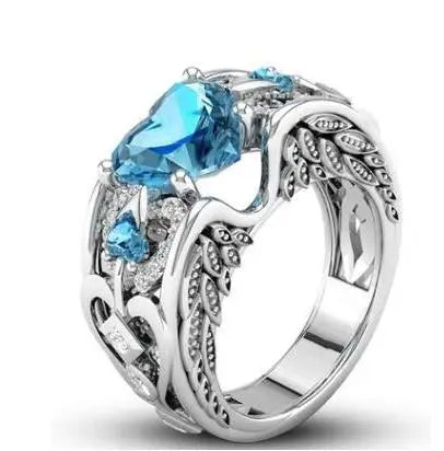 Light Blue Heart Wedding Band