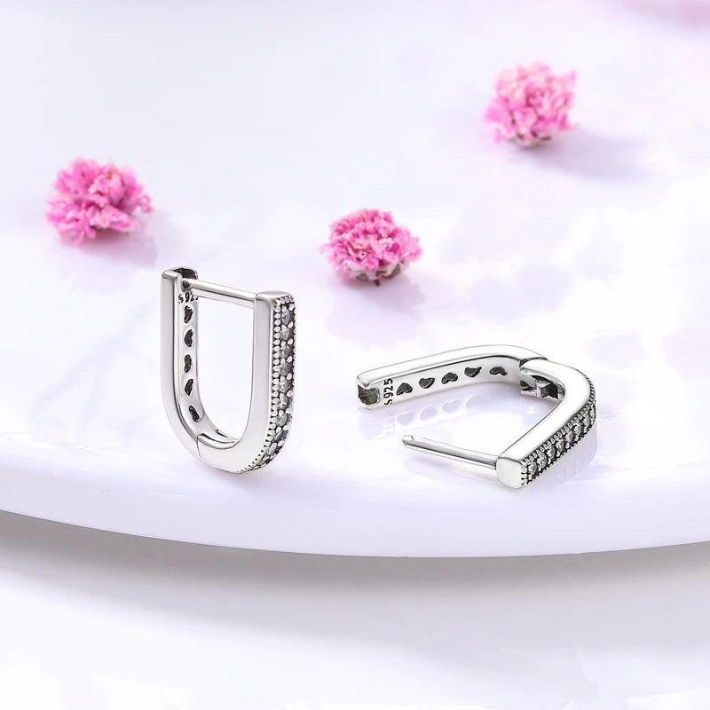 U Shape 925 Silver Women Earrings