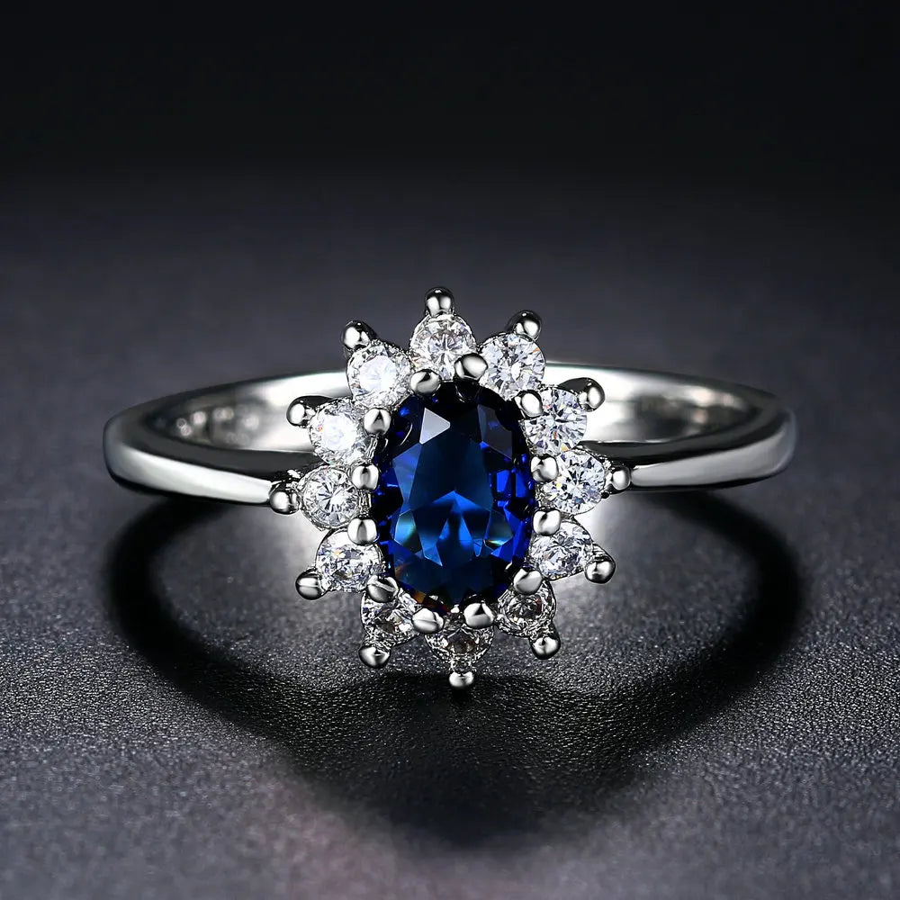 Blue Gem 18K White Gold Plated