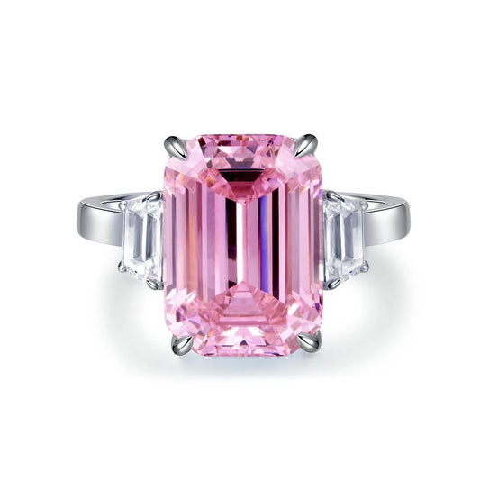 Elegant Pink Sterling Silver Wedding Ring