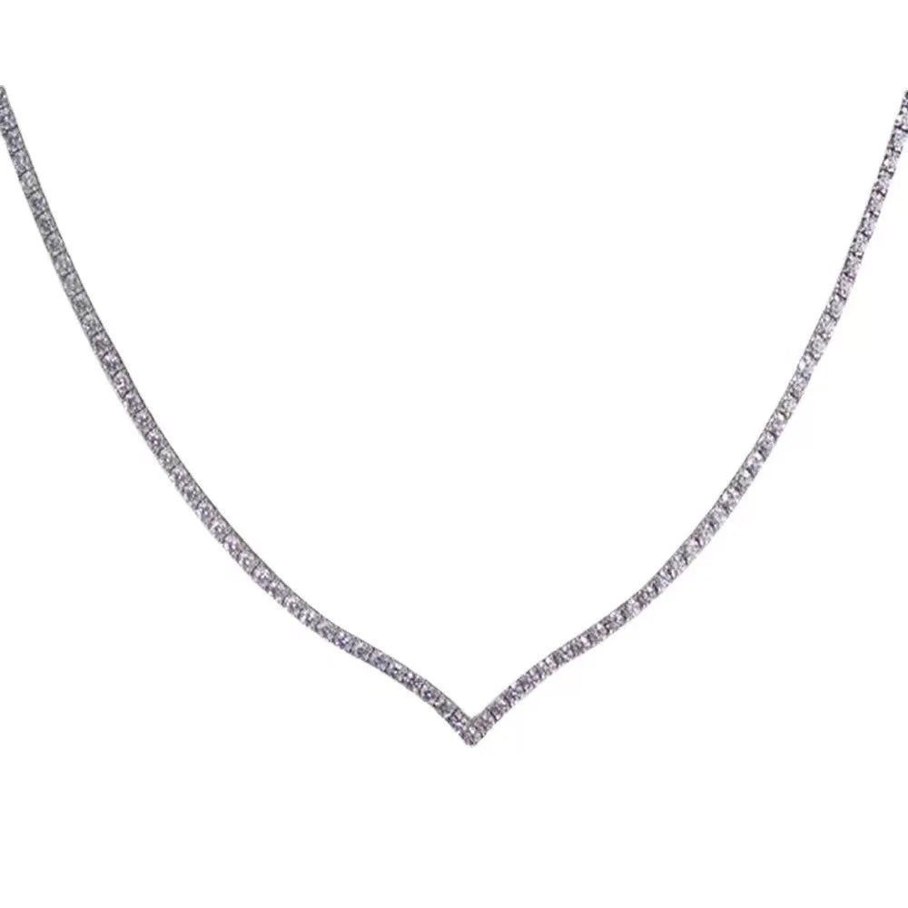 Silver V Shape Wedding Necklace