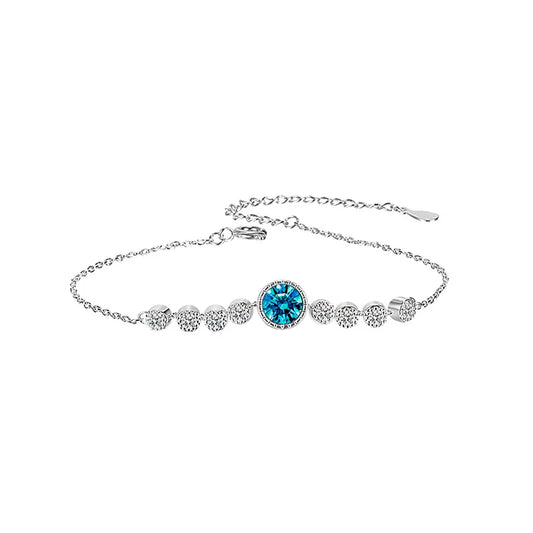 Blue Zircon Silver Wedding Bracelet