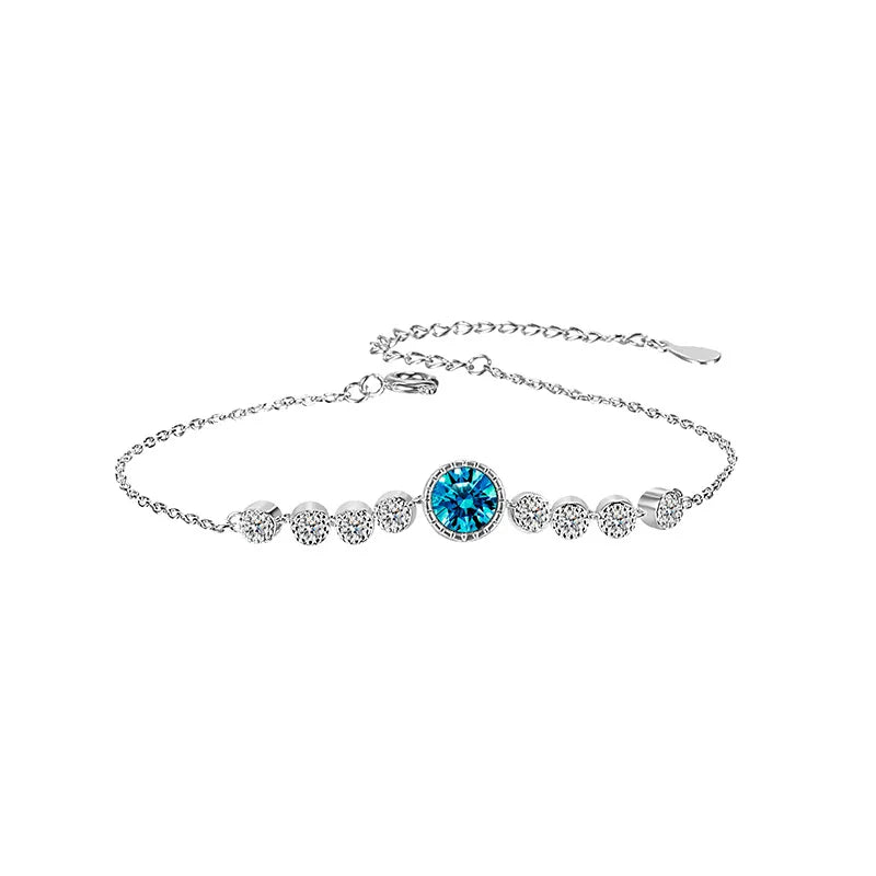 Blue Zircon Silver Wedding Bracelet