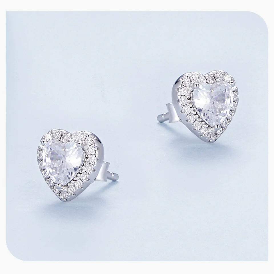 Heart Stud Earrings 925 Sterling Silver