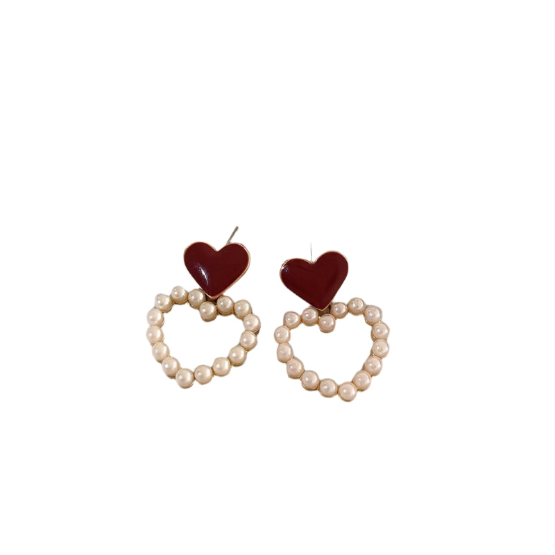 Heart Pearl Vintage Hoop Earrings