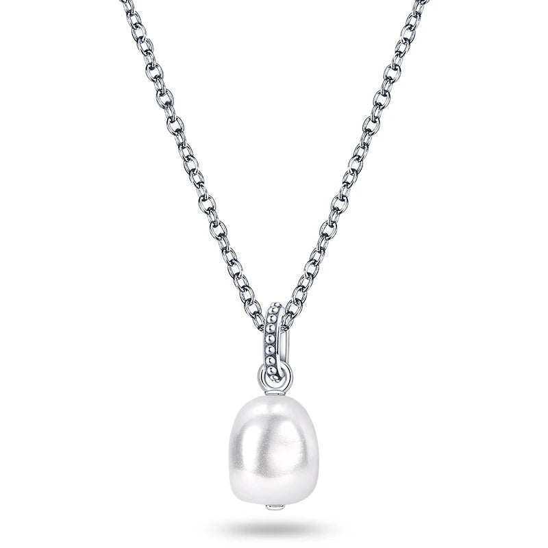 Pearl Serenity Pendant Silver Necklace