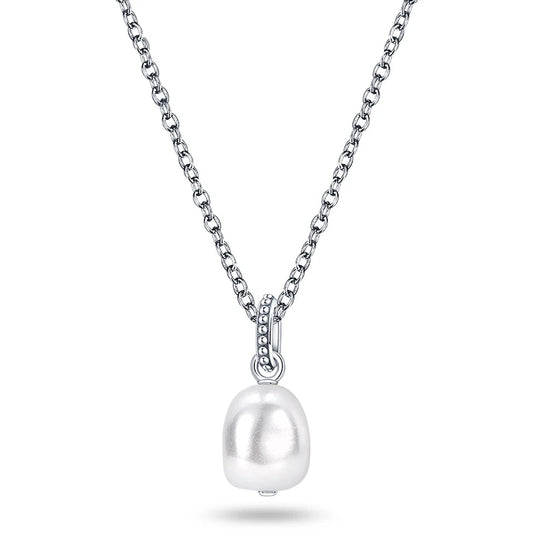 Pearl Serenity Pendant Silver Necklace