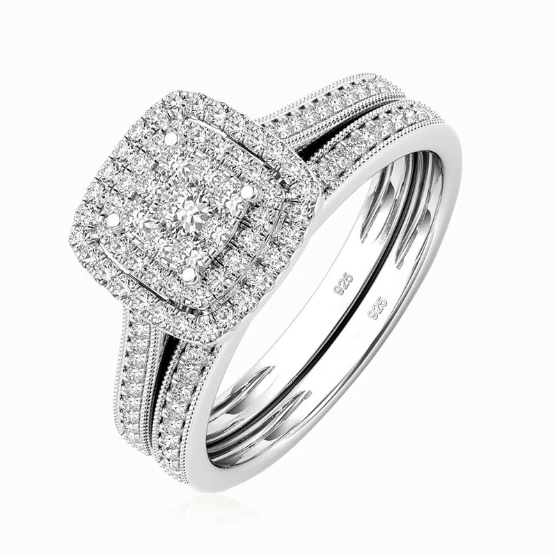 2pcs 925 Sterling Silver Wedding Band