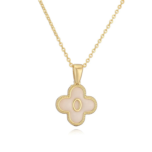 O Initials Flower Charm Necklace