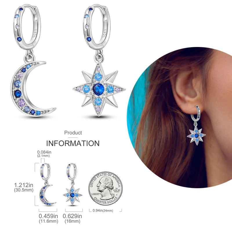 Moon And Stars Diamond Earrings