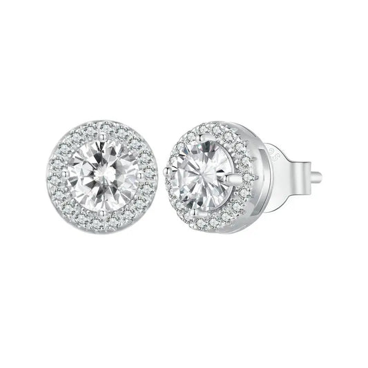 Round Stud Earrings 925 Sterling Silver