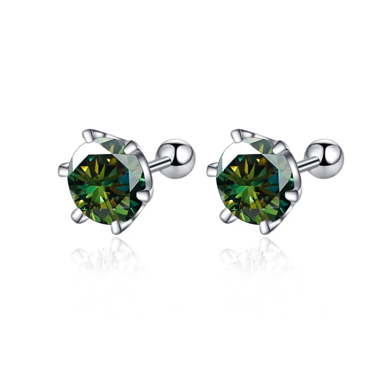 Dark Green 0.5-2ct Screw Stud Earring