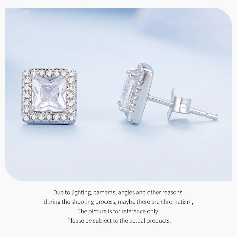 Square Stud Earrings 925 Sterling Silver