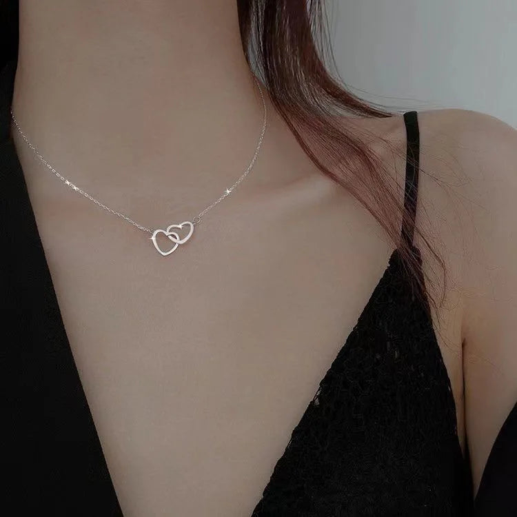 Silver Double Heart Necklace