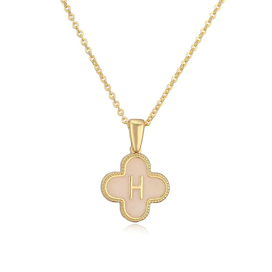 H Initials Flower Charm Necklace