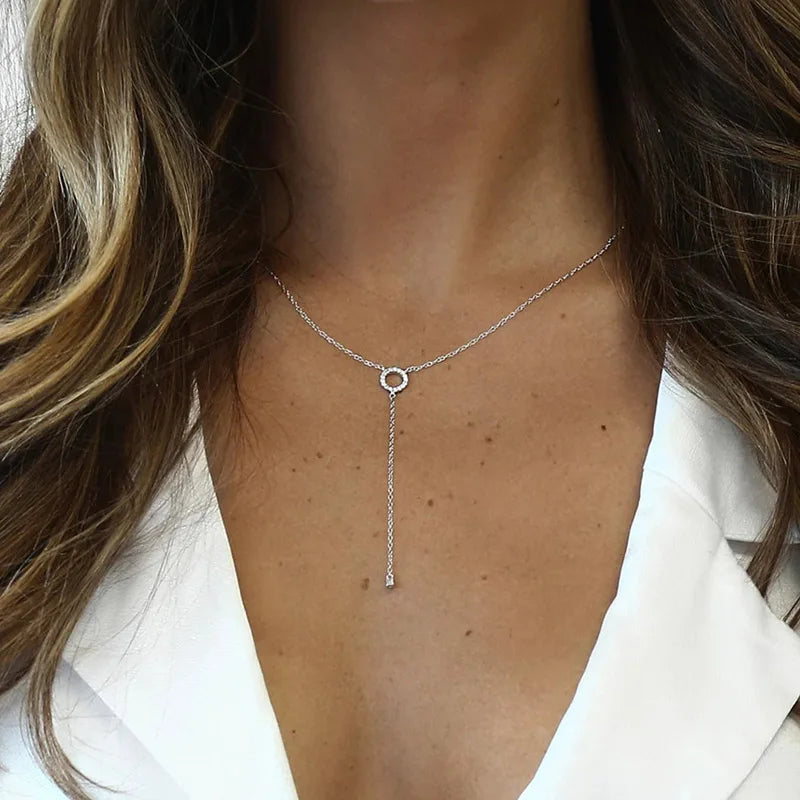 Simple S925 Sterling Silver Double Necklace