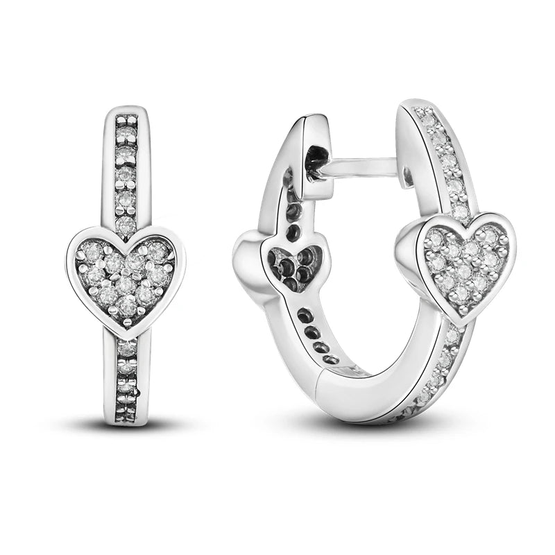 Heart Hoop 925 Silver Earrings Fashion