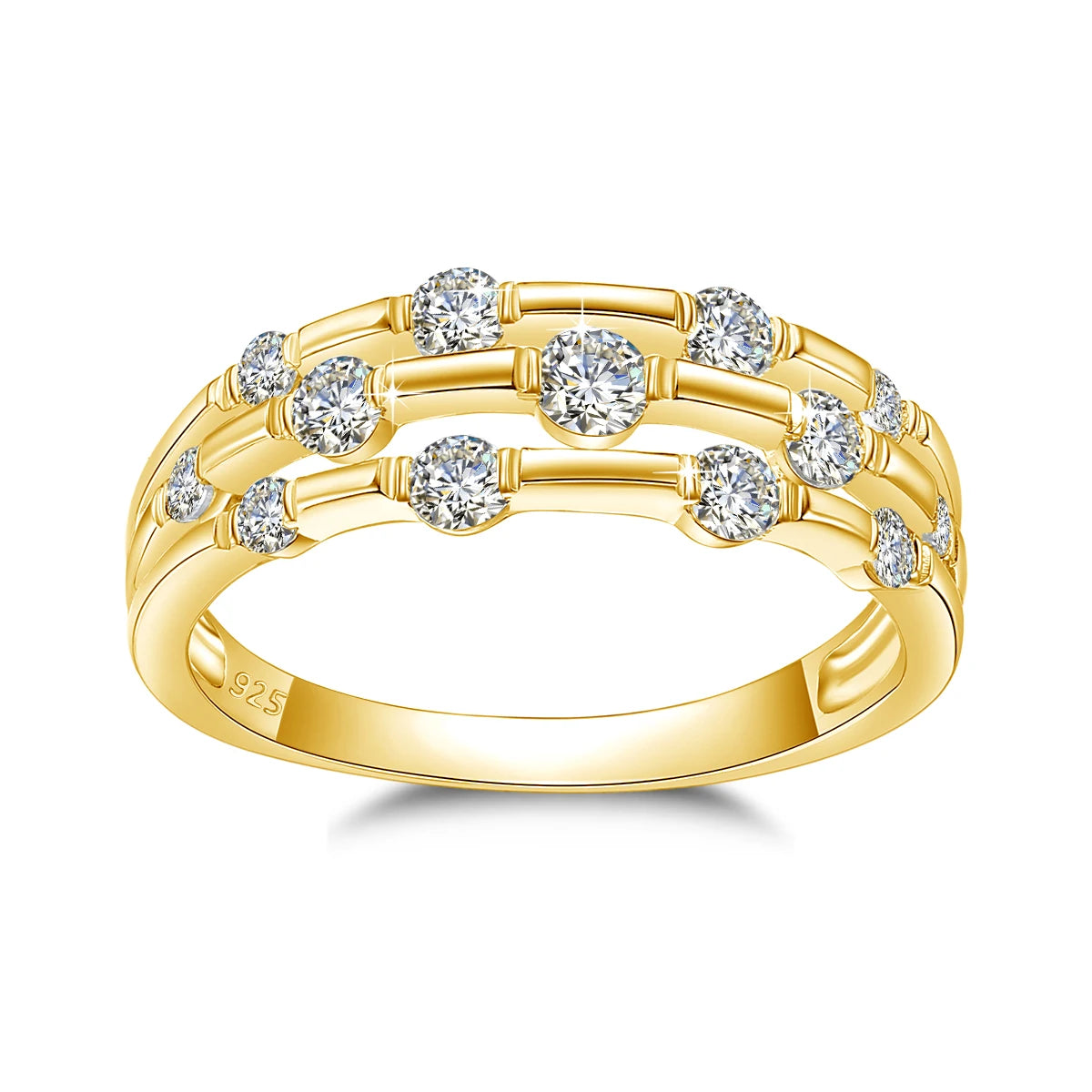 14K Yellow Gold 925 Sterling Silver Wedding Ring