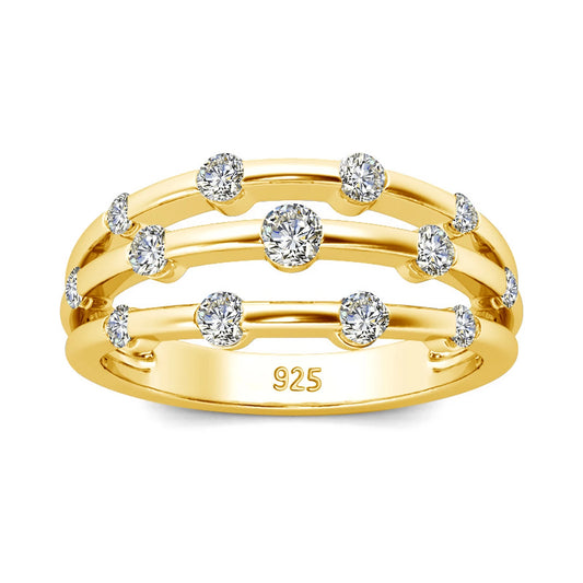 14K Yellow Gold 925 Sterling Silver Wedding Ring