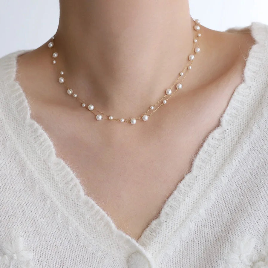 Minimalist Stainless Steel Pearl Necklace