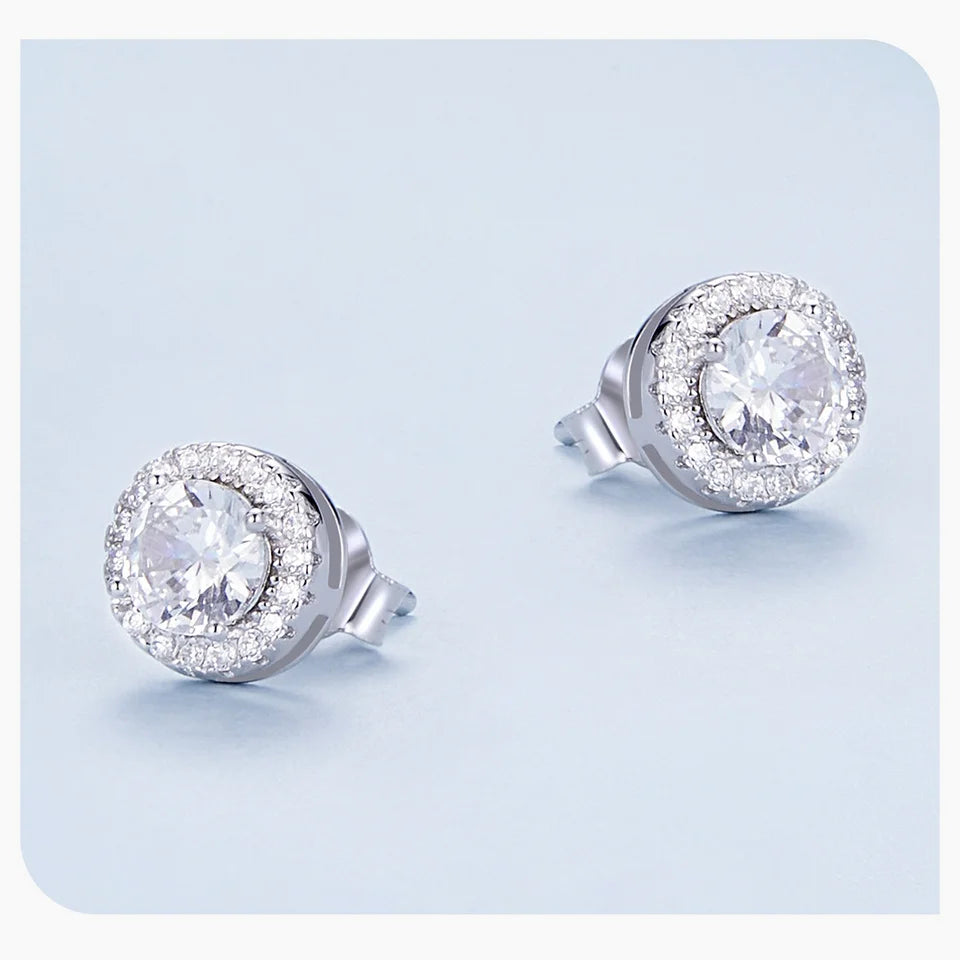 Round Stud Earrings 925 Sterling Silver