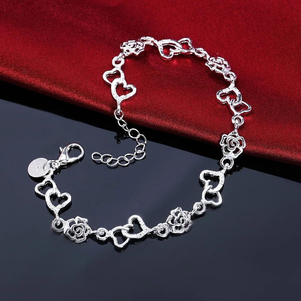 Sterling Silver Bracelet Heart Shape