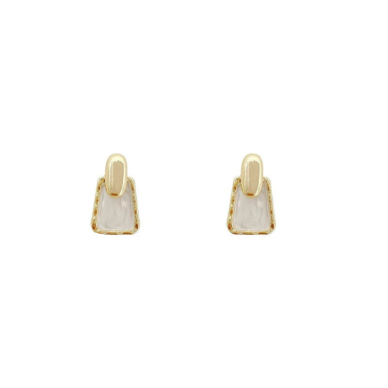 White Trapezoid Stud Earrings