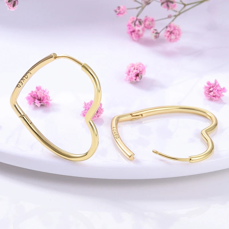 Yellow Gold 925 Silver Hoop Earrings