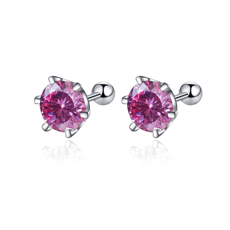 0.5-2ct Screw Stud Pink Earring