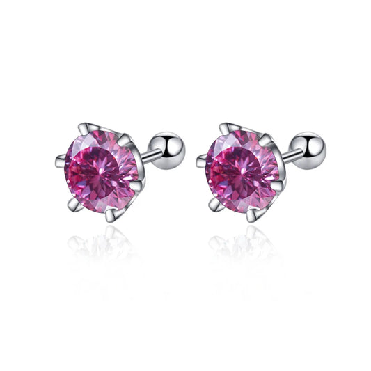 0.5-2ct Screw Stud Pink Earring