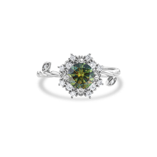 1 Carat Dark Green 925 Sterling Silver Ring