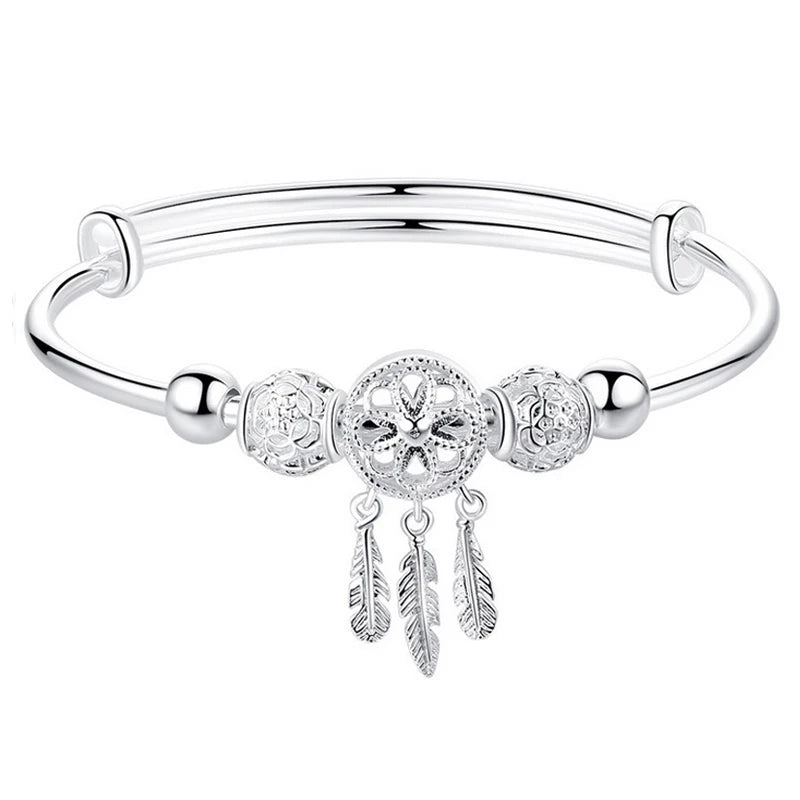 Silver Dreamcatcher Cuff Bracelet