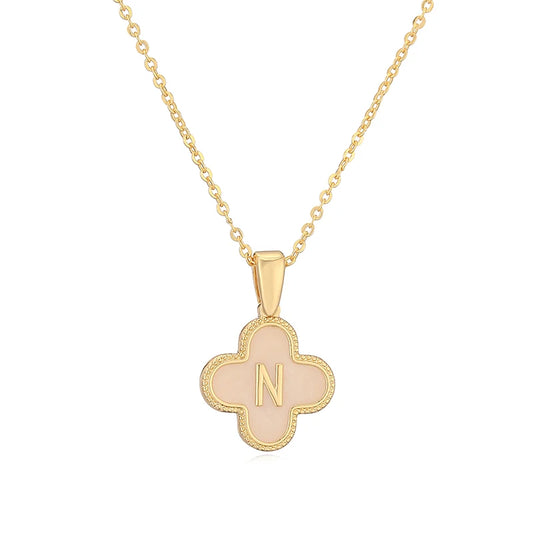 N Initials Flower Charm Necklace