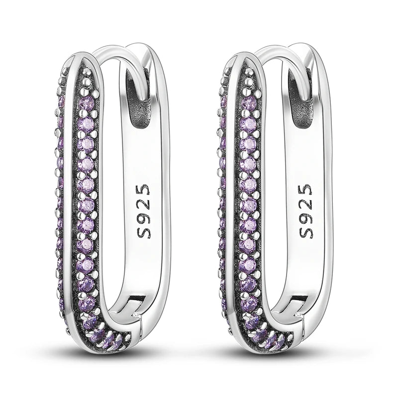 Light Purple 925 Silver Hoop Earrings