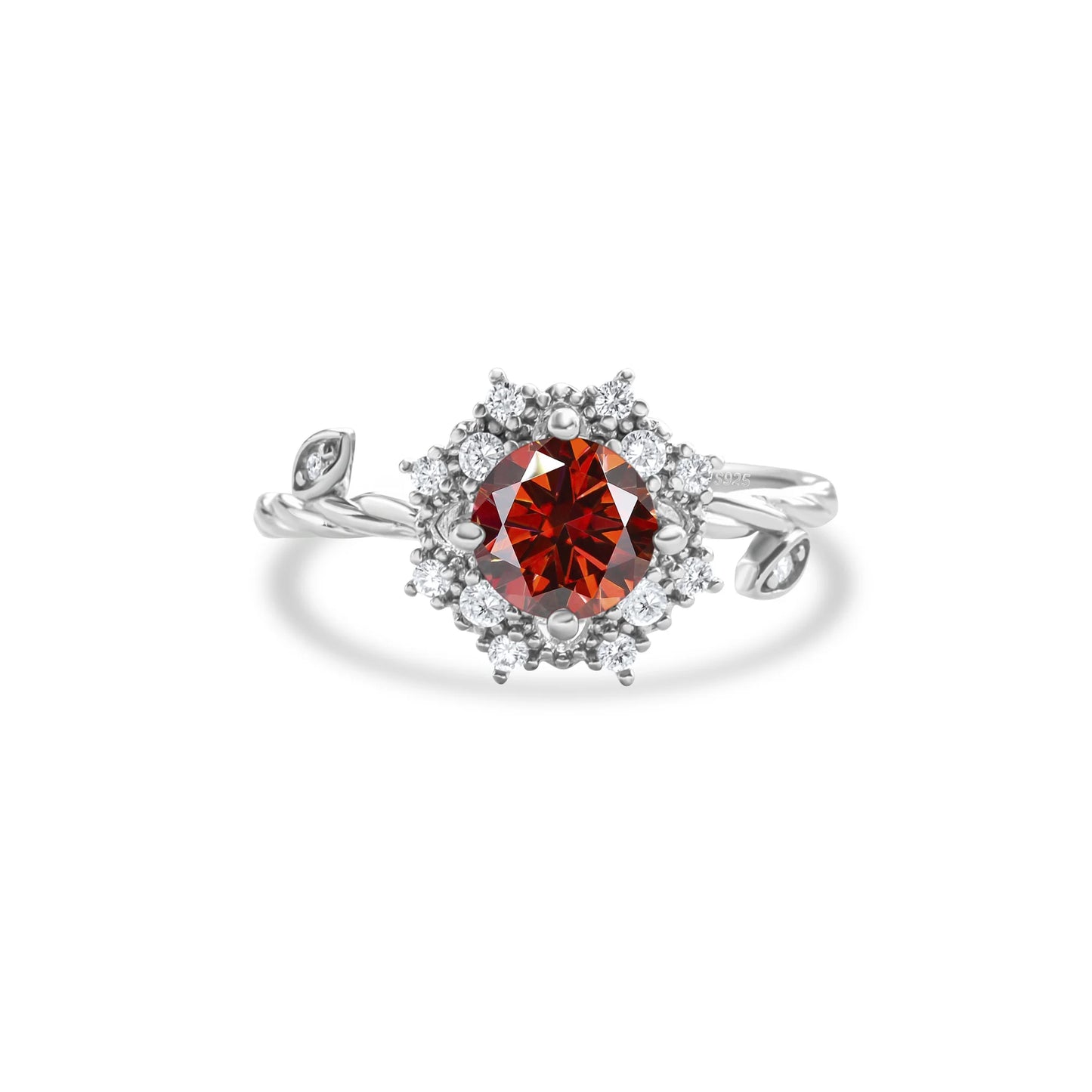 1 Carat Red 925 Sterling Silver Ring