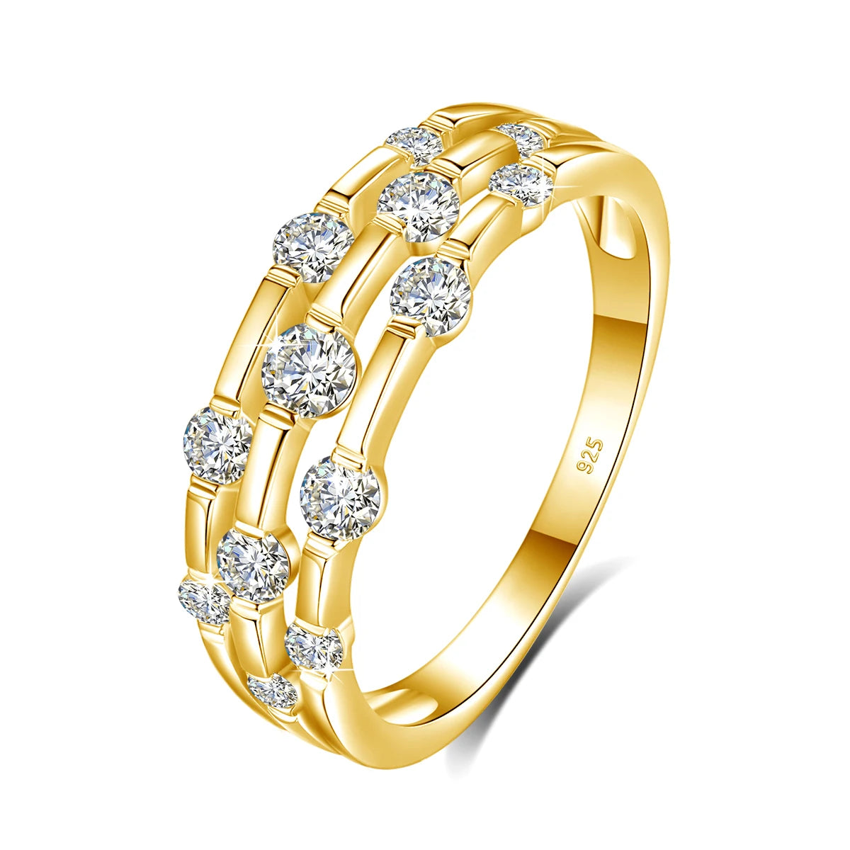 14K Yellow Gold 925 Sterling Silver Wedding Ring