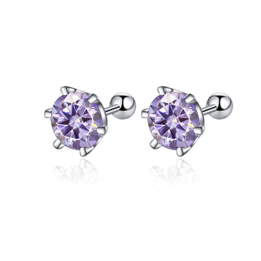 Purple 0.5-2ct Screw Stud Earring