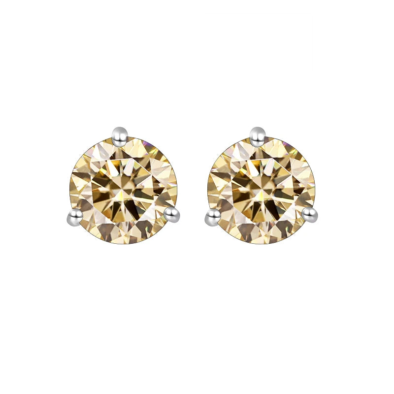 Light Yellow Diamond Sterling Silver 1CT/2CT Stud Earrings