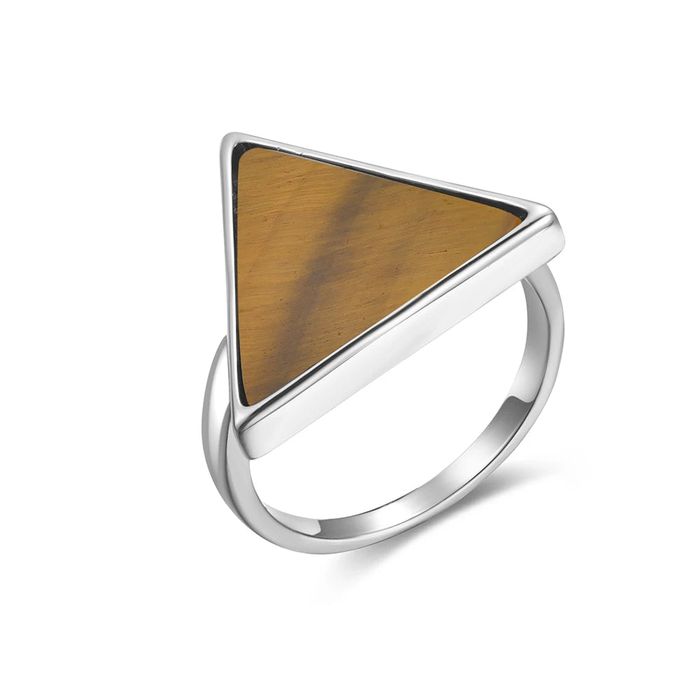 Brown Triangle 925 Sterling Silver Ring