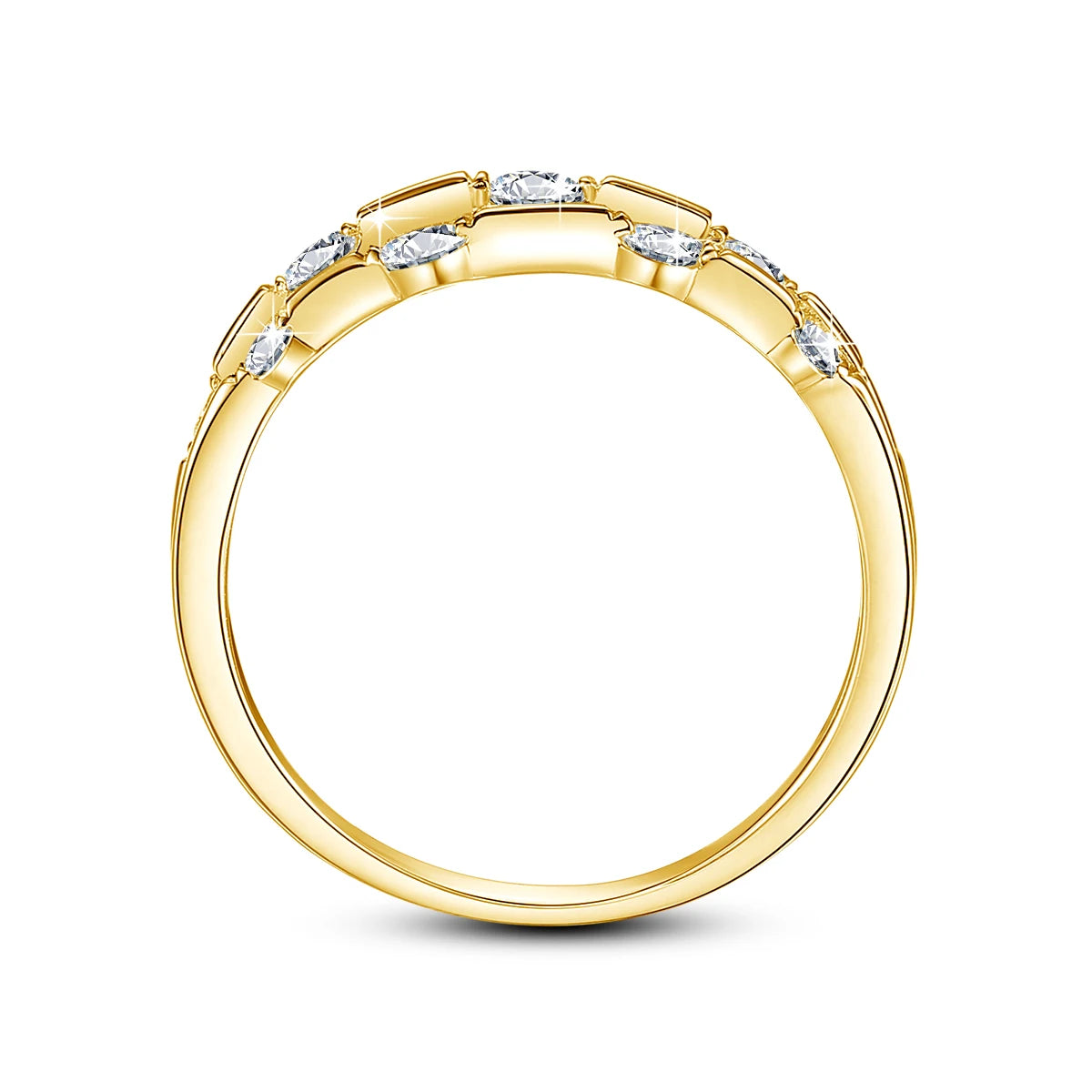 14K Yellow Gold 925 Sterling Silver Wedding Ring