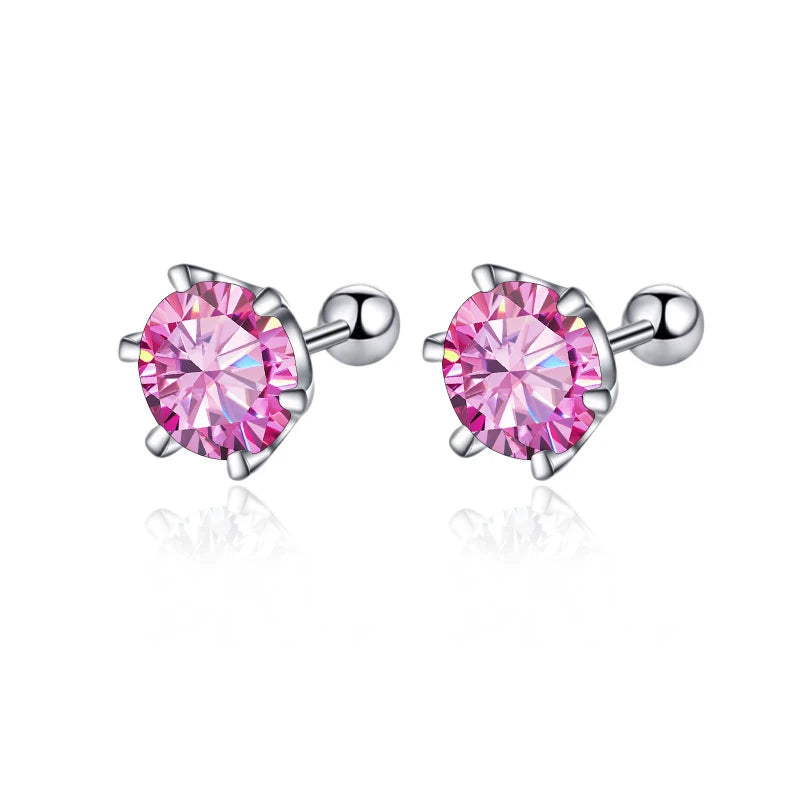 Pink 0.5-2ct Screw Stud Earring