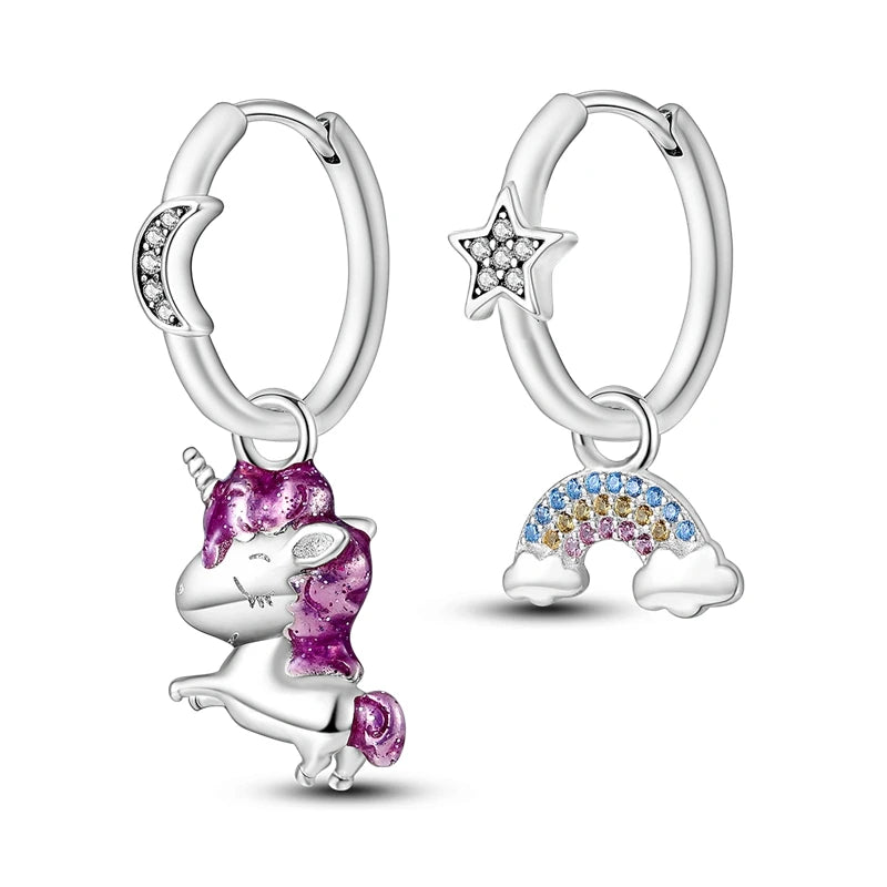 Unicorn Cloud 925 Silver Hoop Earrings