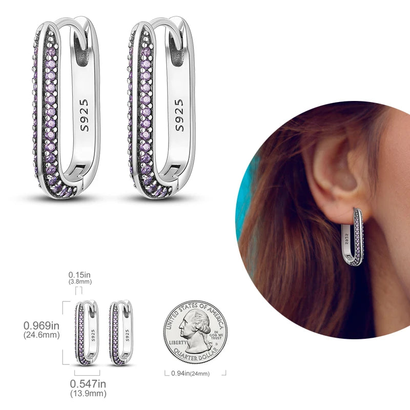 Light Purple 925 Silver Hoop Earrings