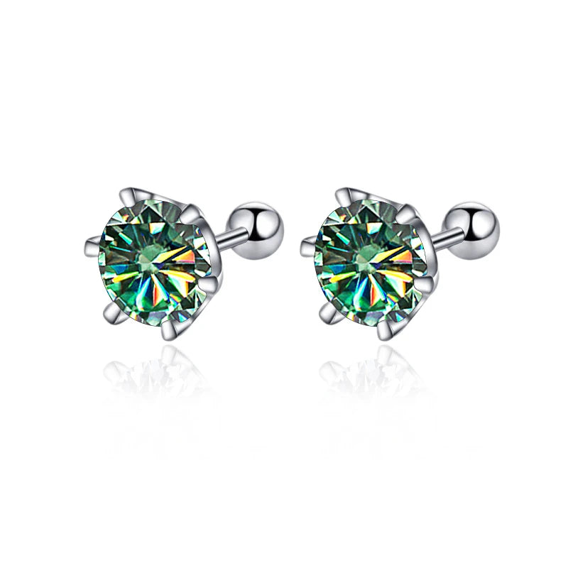 Greenish 0.5-2ct Screw Stud Earring