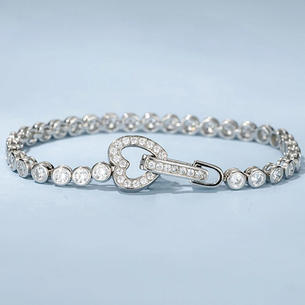 Full Heart Moissanite Diamond Charm Bracelets