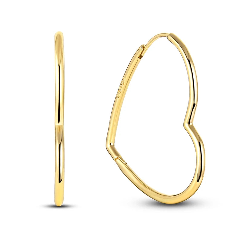 Yellow Gold 925 Silver Hoop Earrings