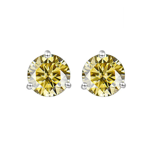 Lemon Yellow Diamond Sterling Silver 1CT/2CT Stud Earrings