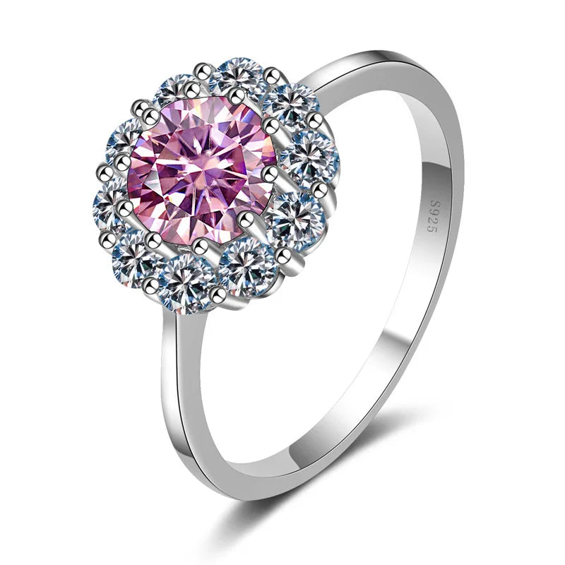 Pink Moissanite Ring S925 Silver