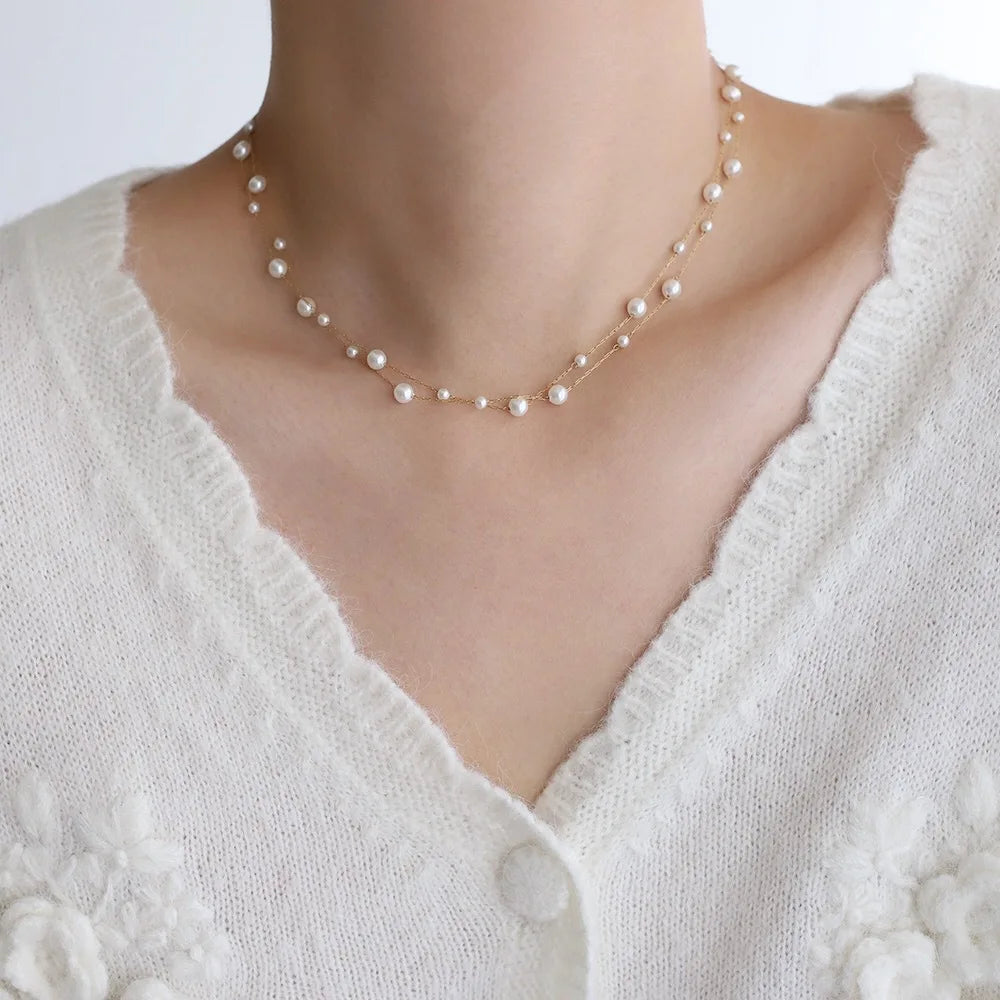 Minimalist Stainless Steel Pearl Necklace